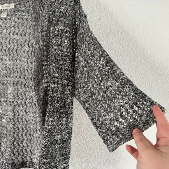 Dress Barn Open Knit Texture Cardigan Gray M Boho Coastal Cottage Transitional - Picture 2 of 9